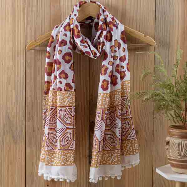 Handmade Printed Pure Cotton Stole For Women